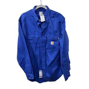 Carhartt Mens Flame-Resistant Blue Long Sleeve Shirt XL